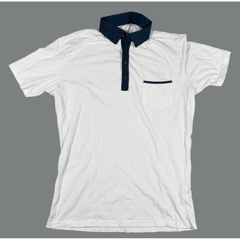 State & Liberty Polo Shirt Mens Sz L White Stretch Performance Athletic Cotton